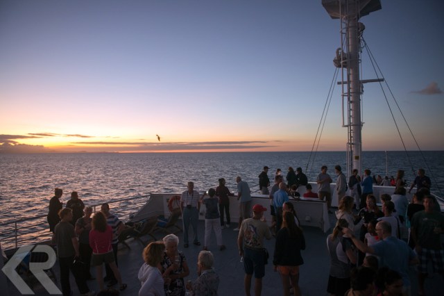 Guests on the bow of the National Geographic Endeavour