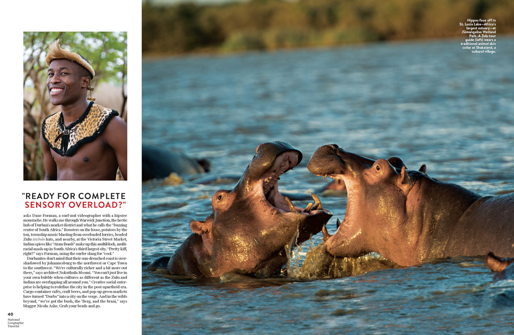 Durban and Kwa-Zulu Natal in National Geographic Traveler magazine