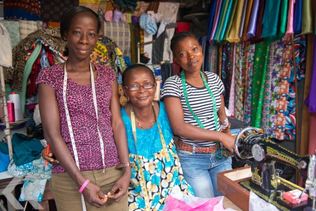 Picture of women at their sewing stall in Takoradi