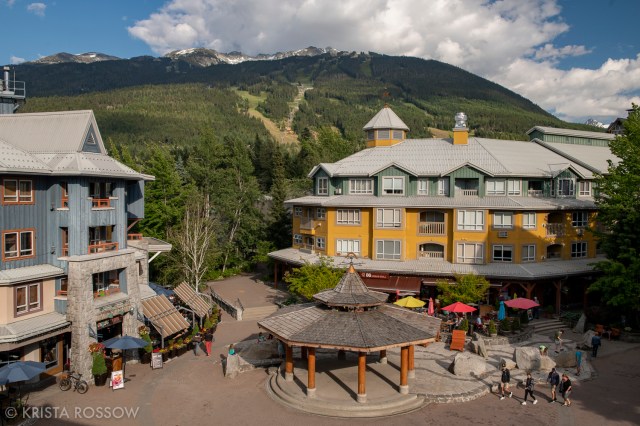The Town Plaza in Whistler VIllage, British Columbia, Canada.