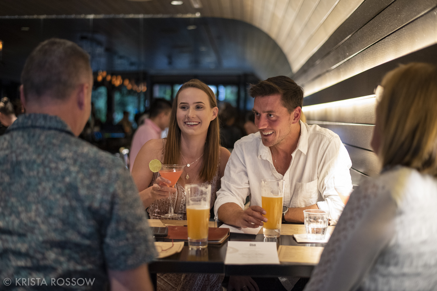 People dine at cozy Bar Oso in Whistler Village, British Columbia, Canada.