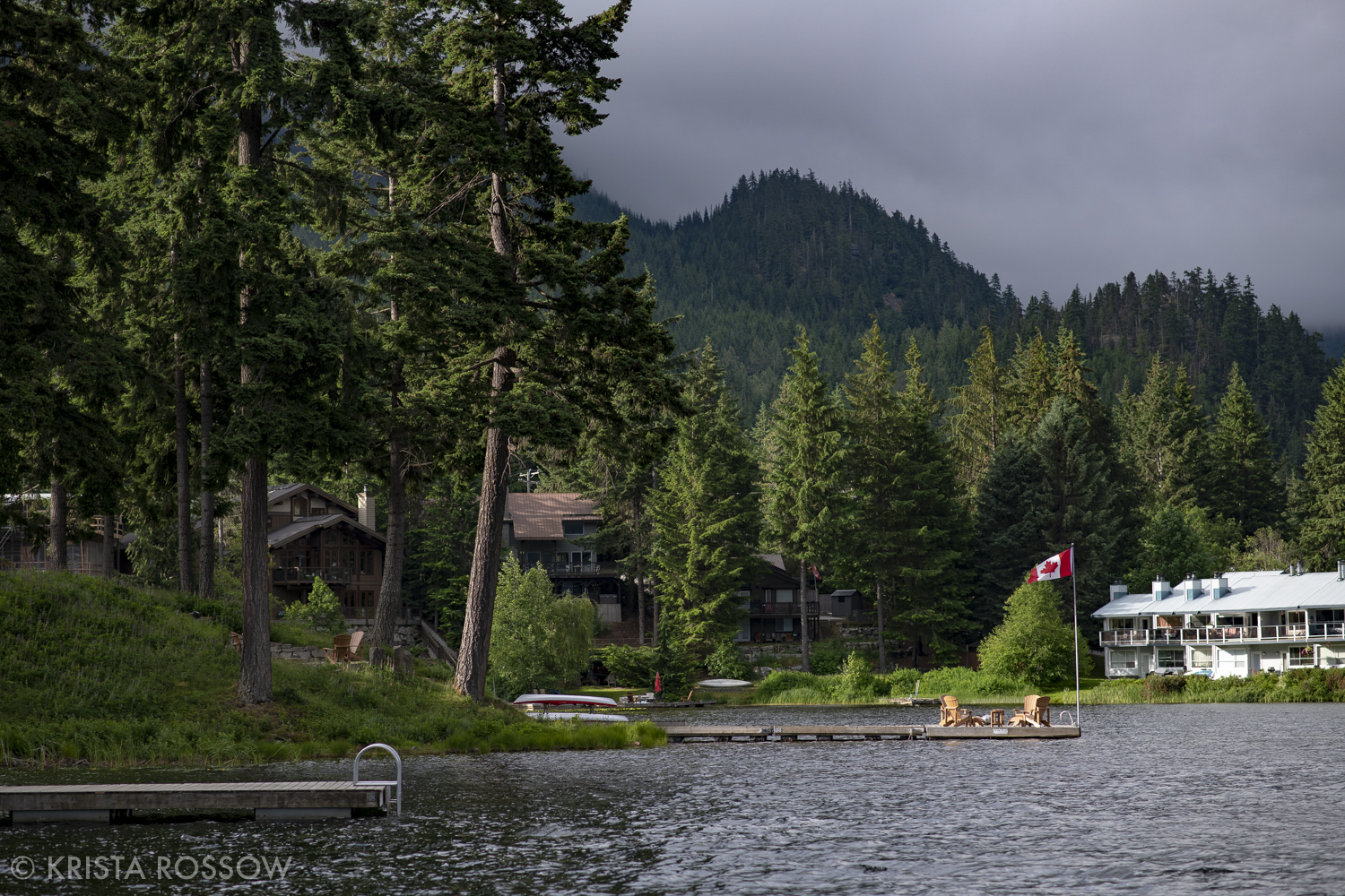 Scene at Blueberry Beach Park at Alta Lake, Whistler, British Columbia, Canada.